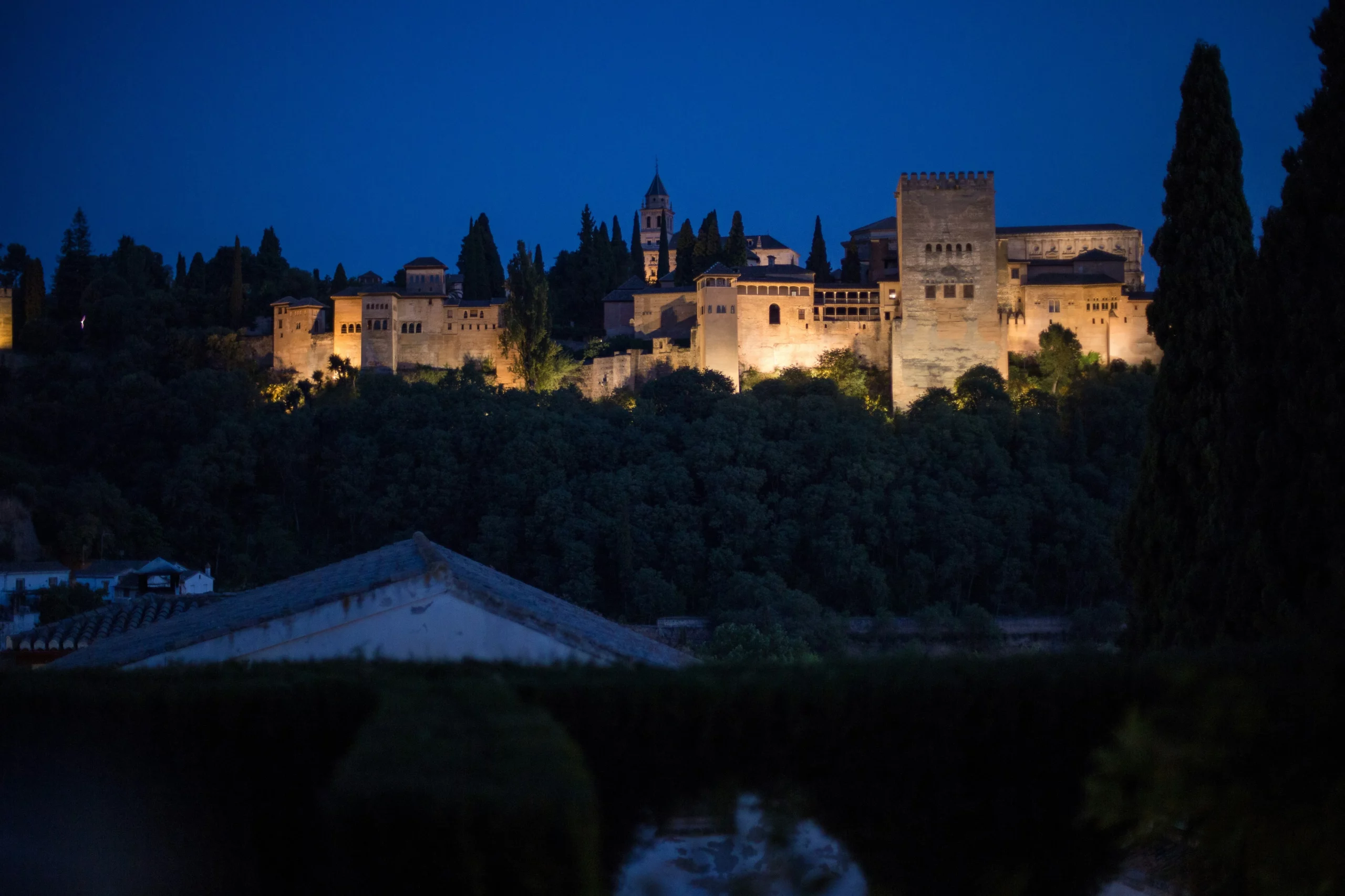 Visita nocturna a la Alhambra: Generalife y Palacio Carlos V con audioguía